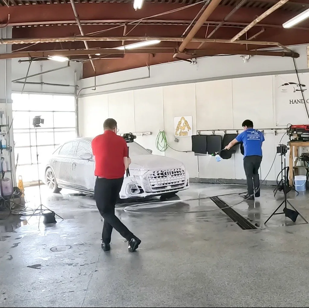 Bizful filming a car wash with a gimbal